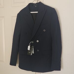 ✨️NWT Homme Womans Navy Blue Double Breasted Blazer Jacket Size Medium